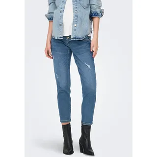 Umstandsjeans ONLY MATERNITY "OLMCATWALK HW MOM AK DES DNM PIM040 NOOS", Damen, Gr. XS (34), Länge 32, blau (light blau denim), Denim/Jeans, Obermaterial: 94% Baumwolle, 4% Polyester, 2% Elasthan, unifarben, Jeans Umstandsjeans, aus Baumwollmischung, mit Elasthan, elastisches Material