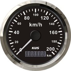 KUS Wasserdichte GPS Tacho Kilometerzähler 0-200km/h Für Auto Motorrad Lkw 85mm (Schwarz)