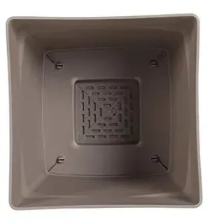 EDA PLASTIQUES Topf Toskana quadratisch mit Untersetzer clipsée 13642 BR. T SX taupe 24,8 x 24,8 x 24,4 cm