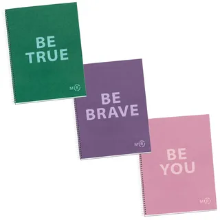 Miquelrius - Packung mit 3 A4 Notizbüchern, 80 Blatt 90 g/m2, Gepunktetes Notizbuch, Recyceltem Hardcover und Spiraleinband, 4 Löcher, Ideal für Beschriftung, Bullet Journal und Schulanfang