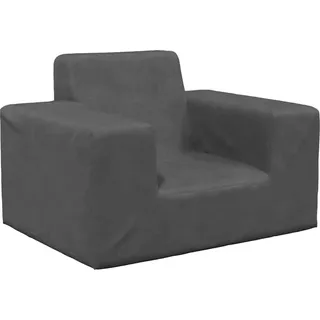 Kindersofa Anthrazit Weich Plüsch - Grau