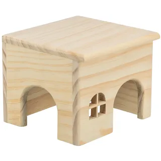 Trixie Kleintier-Haus aus Holz - für Mäuse und Hamster - nagelfrei - Eingänge 6 x 6 cm - 15 x 12 x 15 cm - 61261