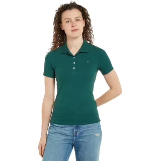 Tommy Hilfiger Damen Poloshirt Kurzarm Slim Fit, Grün (Ornamental Green), L