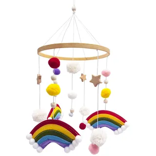 Filz Bettglocke,Regenbogenförmige Bettglocke,Mobile Holz,FilzBettglocke,Mobile Wickeltisch,NiedlichesMobile ausFilz und Holz