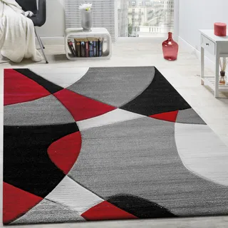 Paco Home Teppich »Diamond 664«, rechteckig, 18 mm Höhe, 3D-Design, Kurzflor, 3D-Design, modernes geometrisches Muster rot Schwarz Grau 200x290 cm -