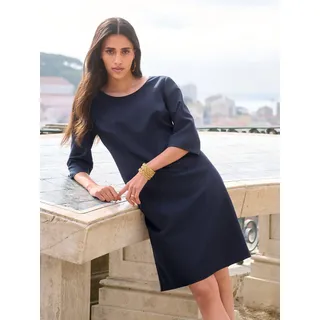 Kleid Rundhals-Ausschnitt Peter Hahn blau
