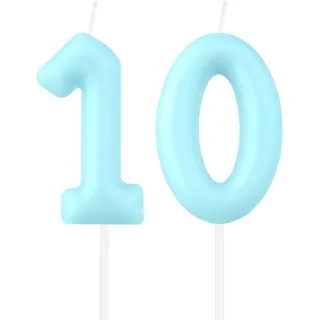Macaron Zahlenkerzen zum 10. Geburtstag, Macaron-Kerzen, blaue Zahl 10, Kerze für Kuchen, blaue Kerzen zum 10. Geburtstag, Macaron-Kuchenkerzen, Kuchendekoration für Mädchen, Jungen, Männer, Frauen,