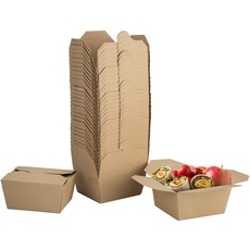 TOROTON Lebensmittelbehälter Kraftpapier Lunchbox, 900 ml/30oz Kraftpapier Speise Box Take Away, Öl und Wasserdicht und Hitzebeständige Takeaway-Box für Sandwich, Käsekuchen, Burger (50 Stücke)
