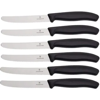 Victorinox 6 Stück Tafelmesser Brotzeitmesser Swiss Classic (Schwarz, One Size)