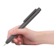 MoKo Hülle Kompatibel mit Apple Pencil 1. Generation, Retractable Ausziehbare Schutzhülle mit Apple Pencil Hülle, Stifthalter mit Stabilem Clip, rutschfeste Einfarbige Stifthülle, Dunkel Grau