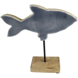 Dekofigur AM DESIGN "Fisch aus Mangoholz und Metall", blau, B:5cm H:20cm, Metall, Dekofiguren, Dekofigur, in zwei Größen