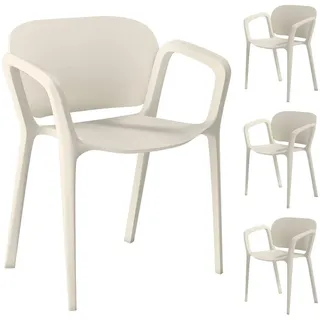 Outsunny Balkonstühle 4er Set Kunststoff Weiß , 56x75x60 cm , Gartenmöbel, Gartensessel, Gartenstühle