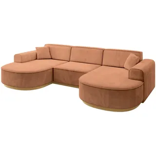 altdecor Eckcouch Velours 4-Sitzer Orange