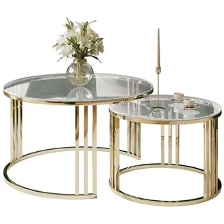 lookway Couchtisch gold chrom / Schwarz/Weiß/Transparent