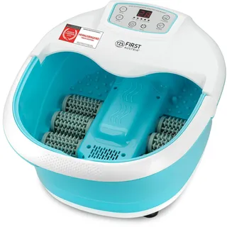 TZS First Austria - Fußsprudelbad Fußmassagegerät 450W mit 3 Programmen & 6 Massagerollen - Fußbad mit Vibrations- & Luftblasenmassage, Infrarot- & Heizfunktion - Elektrische Fußbadewanne mit Timer