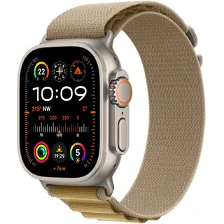 Watch Ultra 2 GPS + Cellular 49 mm Titangehäuse natur, Alpine Loop Armband mandel M