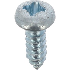 Blechschrauben, Edelstahl, A4, zylindrisch, gewölbt, Pozidrive, 4,2 mm x 13 mm, DIN 7981, Zink, Weiß, 50 Stück