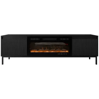 Mirjan24 Tv-Lowboard Ozmi 2K EF mit Kamin , Schwarz , Metall , Rechteckig,Rechteckig , 174x52x40 cm , Wohnzimmer, TV Möbel, Lowboards, Lowboards stehend
