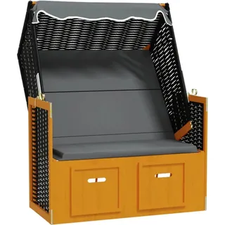 vidaXL Strandkorb mit Dach Poly Rattan & Massivholz Schwarz Anthrazit - Schwarz