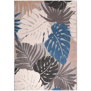 Läufer , Blau , Textil , Blätter , rechteckig , 80x200 cm , Oeko-Tex® Standard 100 , pflegeleicht , Teppiche und Böden, Teppiche, Teppichläufer, Läufer