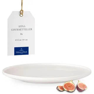 Villeroy & Boch – Afina Gourmetteller 32 cm Weiß, Spülmaschinenfest, Mikrowellensicher, Speiseteller, Teller groß, Servierteller, Geschirr Keramik Stapelbar, Premium Porzellan