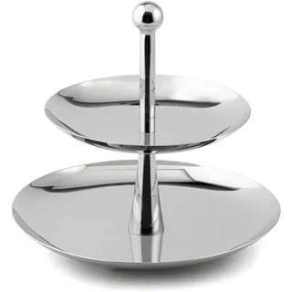 Weis Etagere mit 2 Schalen Edelstahl Silber, Maße: 22cm x 22cm x 23cm, 16032