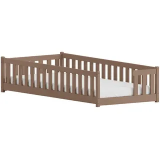 Kids Collective Jugendbett Bodenbett 80 x 160 cm Kiefer massiv braun