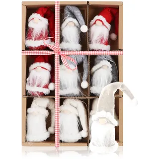 COM-FOUR® 9X Premium Weihnachtsmann-Anhänger für den Weihnachtsbaum | schwedisch-skandinavische Deko-Trolle - Christbaum-Figuren Anhänger als Baumbehang - Weihnachtsschmuck oder Geschenk-Anhänger