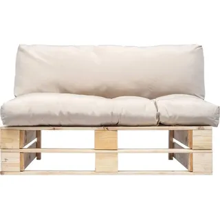 vidaXL Outdoor-Sofa Paletten mit Kissen in Sandfarben Kiefernholz - Beige
