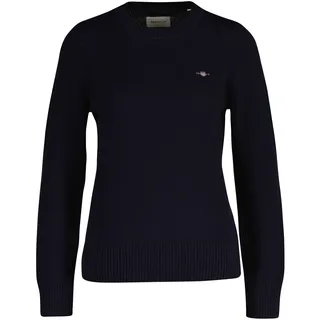 Sweater GANT "Strickpullover CLASSIC COTTON C-NECK", Damen, Gr. 3XL, blau (blau (evening blau)), Obermaterial: 100% Baumwolle CO., Sweatshirts Sweater