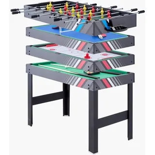 Vevor 4 in 1 Kombi-Spieltisch-Set Airhockey-Tisch (122 cm), Multi-Kombinationstisch mit Airhockey & Pool-Billard & Tischfußball & Pingpong & Pushern & Pucks, Arcade-Tisch für Familienspielzimmer