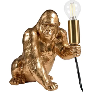 BELIANI Tischlampe Gold Kunstharz 21 cm Hoch 1-Flammig Glühbirnen-Optik Tiermotiv Gorilla Langes Kabel mit Schalter Glam Nachttischlampe Leselampe - Gold