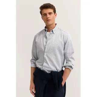 bugatti Langarmhemd »Easy Care« mit kleinem Print, blau