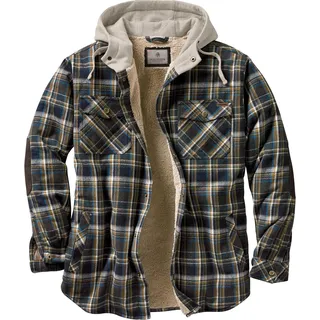 Legendary Whitetails Herren Camp Night Berber Gefüttert Kapuze Flanell Hemdjacke, Upland Plaid, 3XL Groß