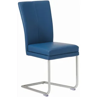 Valdera Schwingstuhl , Blau, Edelstahlfarben , Metall, Leder , Echtleder , Rindleder , Kufe, Rundrohr , 44x98x58 cm , Beinauswahl, Lederauswahl, Stoffauswahl, Typenauswahl , Esszimmer, Stühle, Schwingstühle