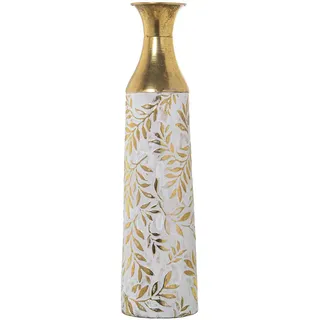 Alexandra House Living Bodenvase in Weiß, Gold, Metall, 14 x 14 x 58 cm