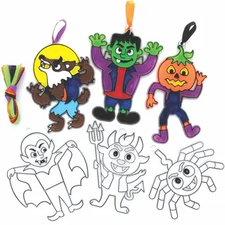 Baker Ross Halloween Sonnenfänger FE775 Dekorationen 10er-Pack, Sonnenfänger für Kinder, zum Dekorieren und Ausstellen, gestalten Sie Ihre eigenen Gartendekorationen