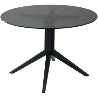 Boxxx Esstisch , Schwarz , Metall, Glas , rund , konisch, eckig , 120x76x120 cm , Esszimmer, Esstische, Esstische Glas