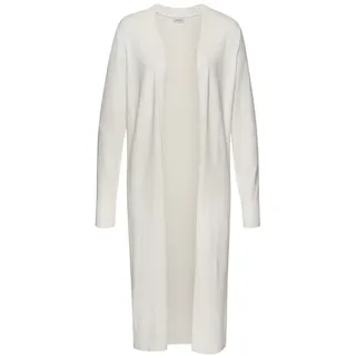 LASCANA LASCANA, Cardigan mit seitlichen Schlitzen, Longstrickjacke aus weichem Rippstrick, weiß,