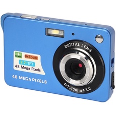 Digitalkameras für die Fotografie, 4K 48MP Vlogging Kamera, Pocket Kamera mit 2,7 Zoll LCD Display, 8 fachem Zoom, Anti Shake Serienaufnahmen, für Erwachsene, Senioren, Anfänger (Blau)