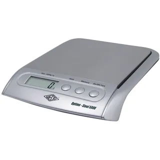 Wedo Feinwaage, Waage Optimo Steel 5000 (mit Wiegeteller, aus rostfreiem Edelstahl, 5000g/1g) silber