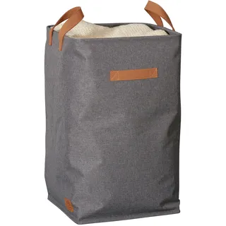 LOVE !T STORE !T LOVE IT STORE IT Premium Aufbewahrungskorb mit Griffen - Wäschesammler Stoff aus Leinen - Grau - Stabil und vielseitig - 35x35x58 cm