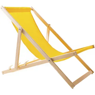 Woodok Liegestuhl aus Buchholz Strandstuhl Sonnenliege Gartenliege für Strand, Garten, Balkon und Terrasse Liege Klappbar bis 120kg Gelb - Gelb