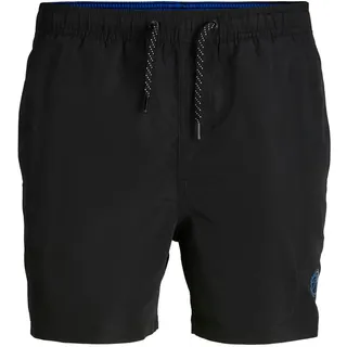 JACK & JONES Herren Badeshorts Badehose Swimwear Jpstfiji Jjswim Solid Sn Ly 12225961,Black/Detail:solid,S