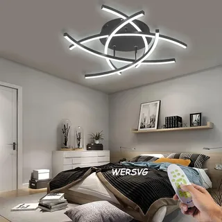 Modern LED Deckenleuchte - Spirale Design Dimmbar 2700K-6500K Deckenlampe Wohnzimmerlampe Schlafzimmerlampe Küchenlampe Deckenbeleuchtung, für Schlafzimmer Esszimmer Esstisch Küche (Schwarz, 5 Köpfe)