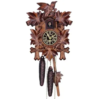 Trenkle Kuckucksuhr 5-Laub mit Vogel, 1 Tag Werk, nußbaum