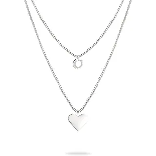 Liebeskind Berlin Kette mit Anhänger Layered Love Herz Edelstahl Silber
