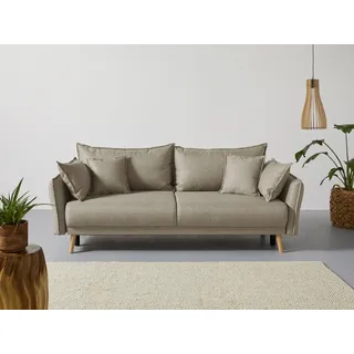 Home Affaire Schlafsofa »Granbo« incl. Bettfunktion, und Bettkasten, Federkern-Polsterung, Seitentasche, beige,