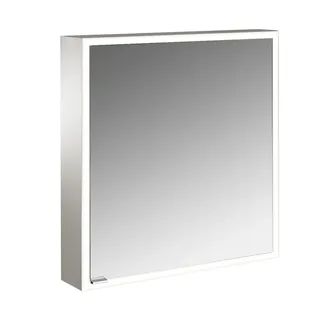 emco prime Lichtspiegelschrank, 600 mm, eine Tür, Anschlag rechts, mit verspiegelten Seitenwänden, Aufputzmodell, 949706260, Farbe: aluminium/spiegel