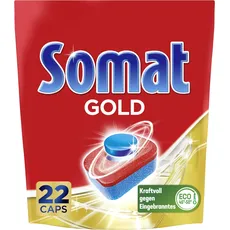 Somat Gold Spülmaschinen Tabs (22 Tabs), Geschirrspül Tabs für strahlend sauberes Geschirr auch bei niedrigen Temperaturen, Extra-Kraft gegen Eingetrocknetes